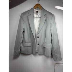 Anne Klein Gray White Pinstripe Blazer Jacket Women’s Size 14 Career Office